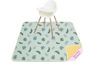 Unicorn Castle Alfombrilla Trona Bebé 107x117cm, Alfombra Impermeable Lavable Antideslizante, Splash Mat Plegable y Portátil para Comidas y Protección del Suelo,Light Blue Tree