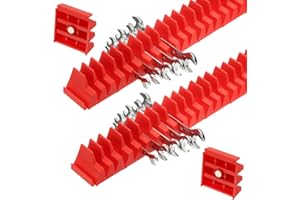 PATIKIL 46pcs Magnetic Wrench Organizer for Tool Box, Magnetic Modular Wrench Organizer Holder Toolbox Universally for 46 Tools Drawer Chest Ratcheting Offset Wrenches, Red