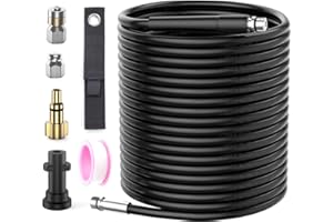 OHAYORI 15M Tubo di Pulizia per Idropulitrice, Kit di Pulizia per Tubi Scarico con Sonda Sturatubi e Ugello a Getto Rotante, 2 Adattatori Compatibile con Idropulitrici Kärcher K2 K3 K4 K5 K6 K7 serie e Lavor