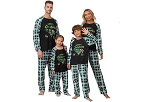 Sangdut Weihnachts Pyjama Familie Set für Damen Herren Jungen Langarm Zweiteiler Outfit Christmas Weihnachtsbaum Muster Hausanzug