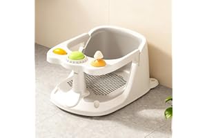 DEANIC Badewannensitz Baby ab 6 Monate – Badesitz Baby mit rutschfesten Saugnäpfen, Netzsitz-Design zur Verhinderung von Wasseransammlung für mehr Komfort (Grau)