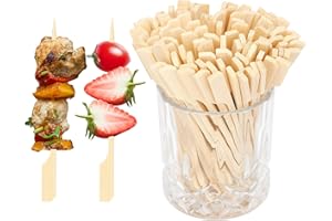 NIEITRK Pic Brochette Bois,Pique Brochette Bois,100 Brochette En Bois,Pic Brochette,Piques À Cocktails,Piques Brochettes,Bâtonnets De Bambou Naturel,Pique Apero,Cocktail Sticks,Brochette Bbq Grillades Fruits