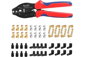 Ratchet Spark Plug Wire Crimper Set, Newdeli 25Pcs Spark Plug Crimping Tool and 180 Degree/90 Degree/Straight Spark Plug Coil Terminals Boots Set for Crimping and Stripping Spark Plug Ignition Wire