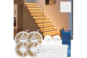 MALIIGAZA Intelligent 20-Step Motion Sensor Stair Light for Indoor, Multiple Working Mode Step Lights, 1m Cuttable COB LED Stair Lights Indoor with Pannel Switch (Warm White 3000K, 20-Step Kit)