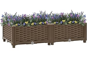 Homgoday Aiuola Rialzata in Polipropilene, Marrone, 80x40x23 cm, Perfetta per Giardino, Balcone o Patio