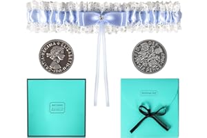 KufaerBeam Bride Wedding Garter,Lucky Weddings Sixpence Coin for Bride,Elegant Wedding Accessory Set, Fun Wedding Idea for Women Girls Bridal Shower Parties(Includes Exquisite Box)