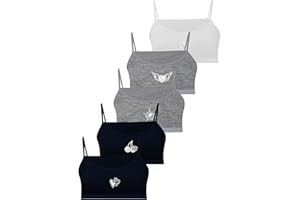 LOREZA ® 5 Brassières en Coton pour Fille Pierre à Strass sous-vêtements Soutien-Gorge de Sport Tailles 10 à 15 Ans