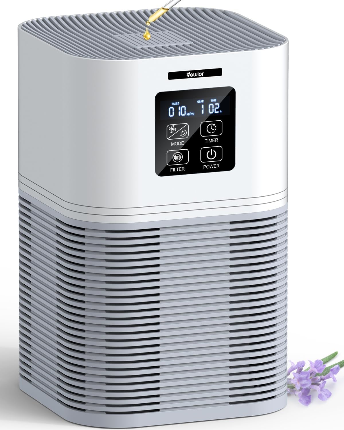 Vewior A1 World No 1 Effective Air Purifier for Home Cover Area 600 sq.ft, H13 HEPA Filter, 6 Timer Settings, Remove 99.99% Allergen, Filter Life 8500Hrs, Monitor Air Quality with PM2.5 Touch Display
