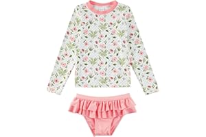 upandfast Mädchen Badeanzug UV-Schutz Langärmlige 2-Teiliges Set Schwimmanzug für Mädchen