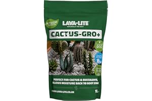 Lava-Lite Cactus Gro+ Free draining Cactus Compost & Succulent Soil Mix, Lightweight Potting Medium for Cacti Bonsai, Aloe, houseplants.100% Natural,pH Neutral (1 Litres)