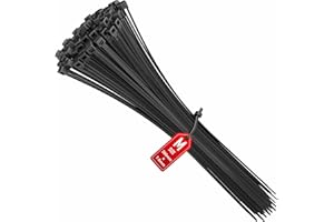 intervisio Fascette Plastica per Cablaggio 300 mm x 7,6 mm, Fermacavo Nere Elettricista 300mm Nylon Cavi Stringicavo, Nero, 100 Pezzi