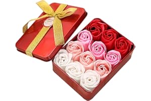 LIBOOI 12Pcs Artificial Soap Flower Bath Soap Rose, Scented Soap Petals Set Gift Box for Anniversary/Birthday/Wedding/Valentine’s Day/Mother’s Day