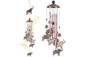 HUTHUHNHN Windspiele Für Draußen, Elefanten Gedenk Windspie Für Gartendekoration Wohnzimmer Schlafzimmer Fenster Gartendekoration Zuhause Hausgarten Metallrohr Glockenverzierung Windspie (Rot)