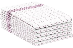 ZOLLNER 5 Trapos de Cocina algodón, 50x70 cm, a Cuadros Rojos y Blancos