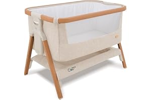 Tutti Bambini CoZee® Next To Me Crib & Standalone Baby Cot, Co-sleeper - Foldable Baby Bed, Baby Crib with 6 Height Levels, Baby Bedside Crib, Travel Cot, Mattress Included (0-6 Months) - Walnut/Ecru