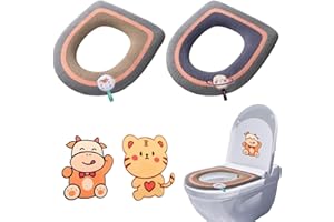 DYIOUXIN Funda para asiento de inodoro, universal, con asa, lavable, gruesa, con 2 pastillas de aromaterapia de caricatura