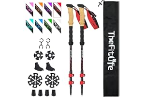 TheFitLife Carbon Fibre Trekking Poles - Collapsible and Telescopic Walking Poles, Ultra Light, Extendable, Best Walking Sticks for Traveling Camping Hiking Mountaineering