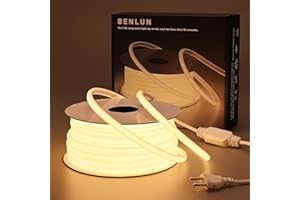 BENLUN Tira LED COB 220V Exterior Impermeable 20 Metros, 3000K Blanco Cálido Luces de LED 10W/M CRI 90+ Flexible Luz LED sin Transformador para Habitacion Techo, Decoración, Patio