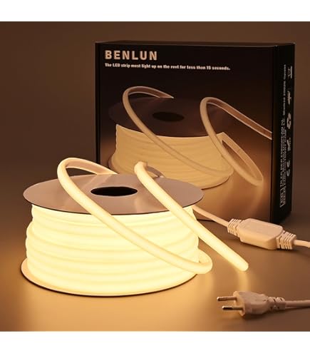 BRIMETI Striscia LED Neon 20M, RGBIC Nastri LED 220V Impermeabile IP65 Tubo Flessibile, Controllata da APP Bluetooth, con Telecomando, per Camera da letto Bar Sala Giochi Compleanno Esterno Interno