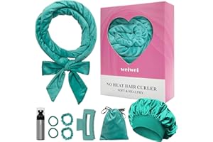 weiwei Heatless Curlers Headband, Heatless Overnight Curls Hair Curlers No Heat, 70" Soft No Heat Hair Curlers, 9 PCS Curling Rods Gift Set for Women Long Wave Hair Volume -Green