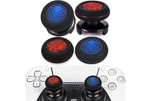 Playrealm FPS Thumbstick Grip Agarres para el Pulgar Extensor Y Impresión Caucho Silicona Apretón Cubrir 4 para Controlador PS5 Dualsenese y PS4 (Azul de Cthulhu Tentáculo Demoníaco Rojo)