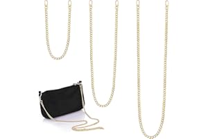 ASTER 3-Piece Purse Chains Replacement - Flat Chains with Metal Slide Hook Buckles for DIY Handbags, Crossbody Bags, Crafts (Gold)