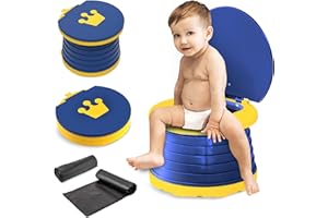 SUPGOMAX Kinder Töpfchen Faltbar Baby Toilette, Kinder Reisetöpfchen Baby Outdoor Toilettensitz, Baby Potty Unterwegs Baby Training Seat MIT 30Pcs Reisen Potty Liners und Aufbewahrungstasche (Blau)