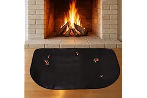 BeGrit Mata kominkowa, 122 cm x 76 cm, półokrągła mata chroniąca przed wysoką temperaturą, płyta paleniskowa, płyta ochronna przed iskrami, do grilla, mata do grilla, podkładka pod iskry, kominki