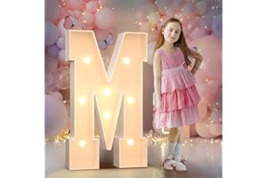 MIXIFOX 3FT Light Up Letters Birthday Decoration: Large Cardboard Letters M for Party, Marquee Letters for Graduation Decorations Baby Shower Wedding Decor, Mosaic Balloon Arch Stand Pre-cut DIY Number