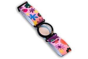 Freestyle Libre Fixierband – Ring: Schwarz (Flexibel/Sensitiv) | Diasticker® (Medium: 25-35 cm, Pink Flowers)
