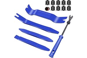 Wetado Auto Trim Removal Tool Kit, 15 Pcs Car Panel Door Window Tools Kit,Auto Clip Fastener Remover Pry Tool Set Blue