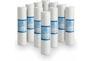 Bellerofonte Filtre sédiments 10 pouces 25 microns en polypropylène. Élimine le sable, le limon, les particules de rouille et les impuretés en suspension jusqu'à 25 microns 10 pièces