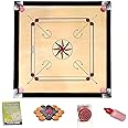 JTC Superior Matte Finish Practice Carrom Board for Serious Professional Practice with Coins Striker and Powder Beige ABC- Engineering Wood (32 x 32 Inches Carrom Board Style B)