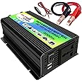 Peaks Power 3000W Modified Sine Wave Inverter High Frequency Power Inverter to AC 220V Converter Car Power Charger Inverter with 2.1A Dual USB Port Battery Clips