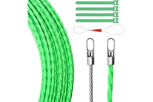 LOVEXIU Sonda Elettricista，16 M，Sonda Tiracavi 5mm，Molla da Elettricista，Sonda Passacavi Elettrica，Sonda Spiralata Acciaio Inox，con Molla di Guida，Kit di Strumenti per L’Installazione di Cavi，Verde