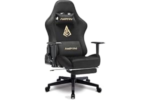 Andyou Gaming Chair for Adults, Ergonomic Gaming Chair with Footrest, Racing Style Computer Chair, Height Adjustable PC Chair with Headrest Lumbar Support
