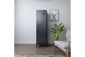 [en.casa] Enkelskruv Kurikka metallstång 137 x 38 x 38 cm låsbart skåp metallskåp garderob