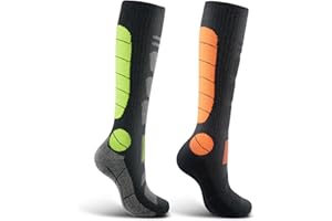 ANQFZQE Merino Wool Ski Socks, 2 Pairs Ski Socks Womens 4-7, Thermal Wicking Warm Knee High Socks for Skiing, Snowboarding, Outdoor Sports Performance Socks