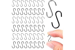 SUNERLORY 200 Pièces 1,4 cm Mini Crochet en S, Multifonctions Crochets de Suspension Cuisine Ustensiles Crochets pour Bricolage, Bijoux Suspendus, Porte-Clés, Étiquettes, Artisanat DIY(Argent+Noir)