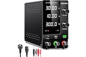 RUZIZAO Alimentation de Laboratoire 30V 10A, Alimentation Stabilisée Réglable avec Output/Encodeur, Blocs d'alimentation Laboratoire avec Affichage LED à 4 Chiffres et Port de Charge USB 5V/2A