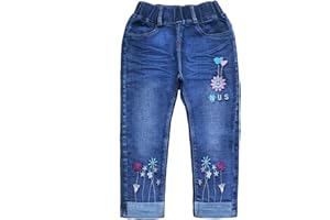 Peacolate 2-10T Infant Little Kids Girls Embroidery Jeans Denim Pants
