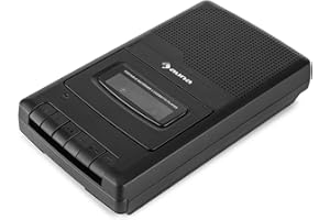 AUNA MULTIMEDIA auna RQ-132 - Enregistreur de Cassettes, Enceinte intégrée, Prise Microphone, Sortie Casque, Fonctionnement sur Secteur ou sur Piles, Micro intégré, Arrêt Automatique, Noir