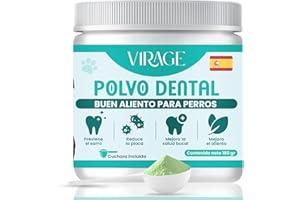 V1RAGE Polvos para Mal Aliento Perros 100% Natural 180 Gr - Polvo para Perros y Gatos - Reduce Sarro Perros - Algas Antisarro Gatos - Alternativa al Cepillo Dientes Perro y Pasta de Dientes.