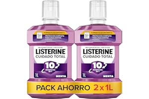 Listerine Cuidado Total (pack de 2 x 1 L), enjuague bucal con flúor, colutorio bucal con 6 beneficios en 1, elixir bucal para una limpieza bucal completa (El embalaje puede variar)