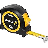 Stabila Taschenbandmaß BM 100, 5 m, Maßband mit metrischer Skala, bruchsicheres ABS-Gehäuse, beweglicher Anfangshaken, Gürtel