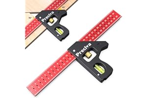 Preciva Squadra Combinata 300mm, Righello da Falegname con Livella a Bolla, Misuratore Angoli 45°/90°, Quadrati Combinati in Acciaio Inossidabile Ispessito