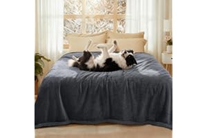 luciphia Couverture Imperméable pour Chien, Lavable Couverture pour Chien Chat, Plaid Anti Pipi Lavable Grande Taille, Protection de Canapé pour Chiens en Polaire Sherpa Gris XL (145 * 216cm)