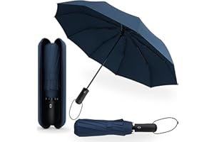 drytogo Paraguas plegable antiviento fuerte con estuche de viaje I Paraguas grande Ø105 cm I Paraguas automático apertura y cierre I Guarda chuva para 2 personas I Umbrella para mujer y hombre I