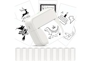 HUIJUTCHEN Mini Drucker, Tragbarer Fotodrucker Bluetooth Thermodrucker Inklusiv Taschendrucker Aufkleber Drucker für iOS und Android mit 10 Rollen Thermopapier für Fotos, Notizen, Memos, DIY(Weiß)