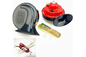 YIYDA Bocina de coche Car Horn Bocina de camión 135DB Bocina eléctrica 1 par Bocina de aire universal Bocina roja impermeable Bocina de tono alto y bajo con soporte para 12V motocicleta camión etc